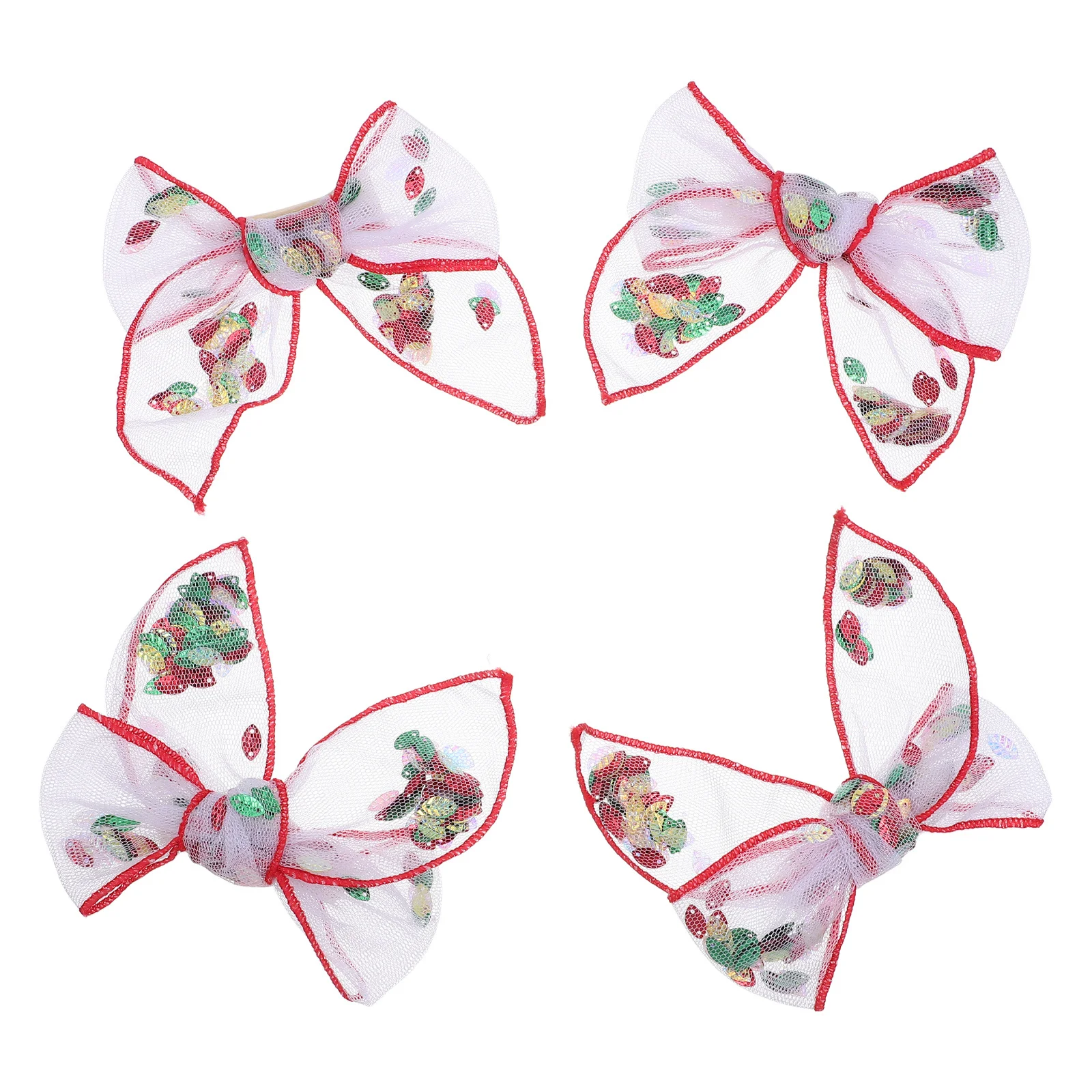 4 pçs grampos de cabelo das crianças malha vermelha bowknot clipes laterais macio respirável mini arco acessórios para o cabelo para festa de aniversário escola