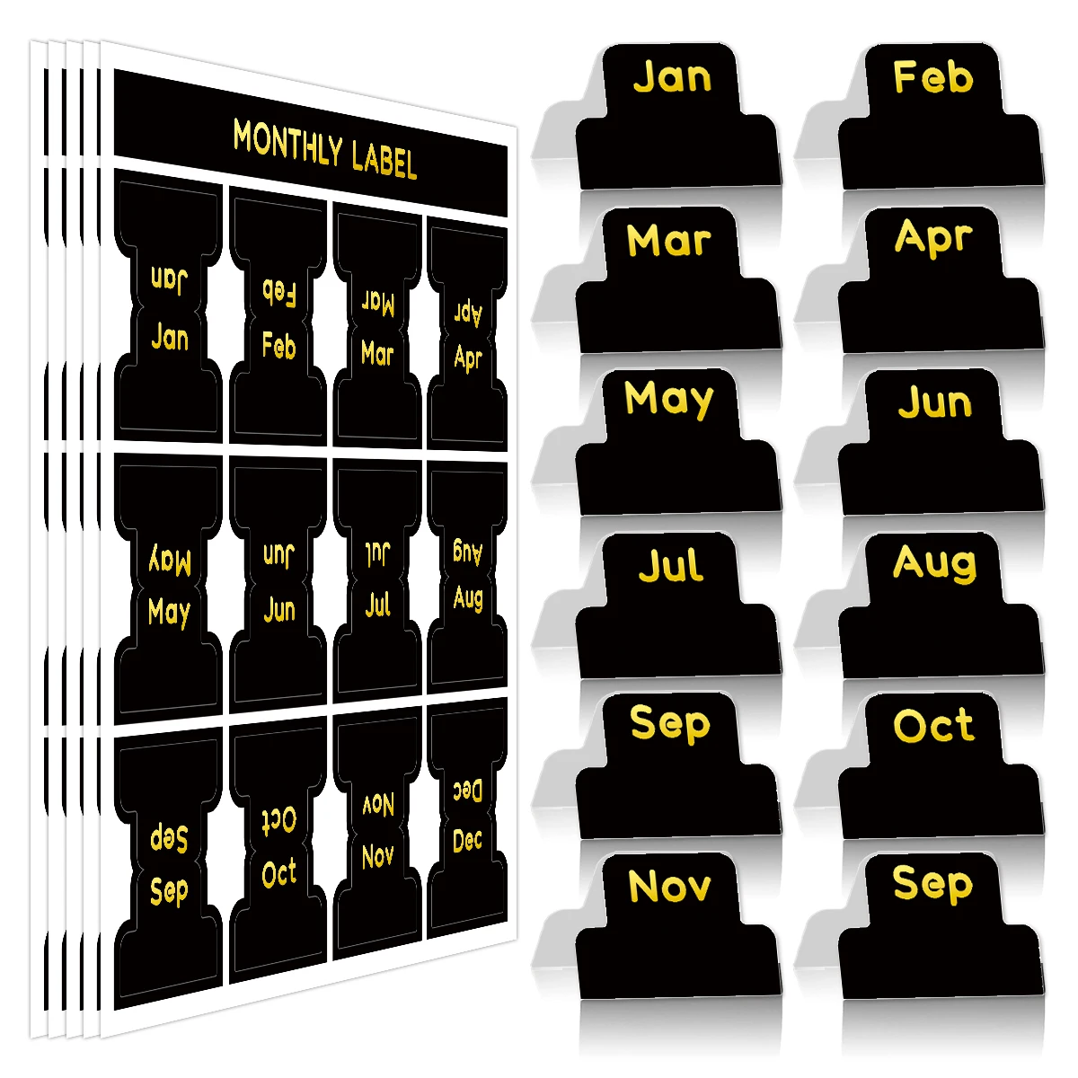 5sheets Monthly Index Tab Stickers,12 Month Jan-Dec Tab Planner Divider Labels,For Notebook,Journal,Binder,Scrapbooking Supplies