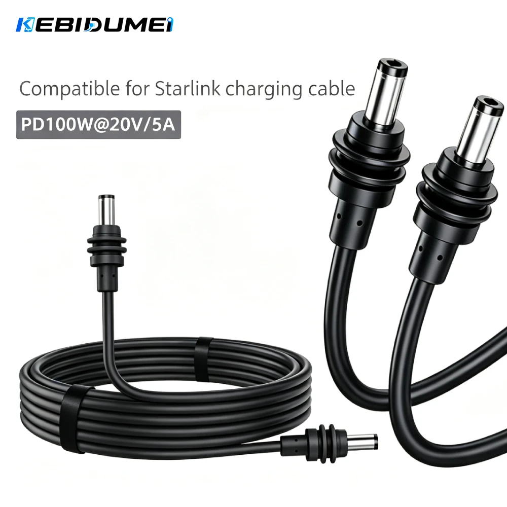KEBIDUMEI For Starlink Mini Cable 2M(6.6ft) Mini DC Power Type-C Input Replacement Cable Waterproof Outerdoor Barrel Jack Chargi
