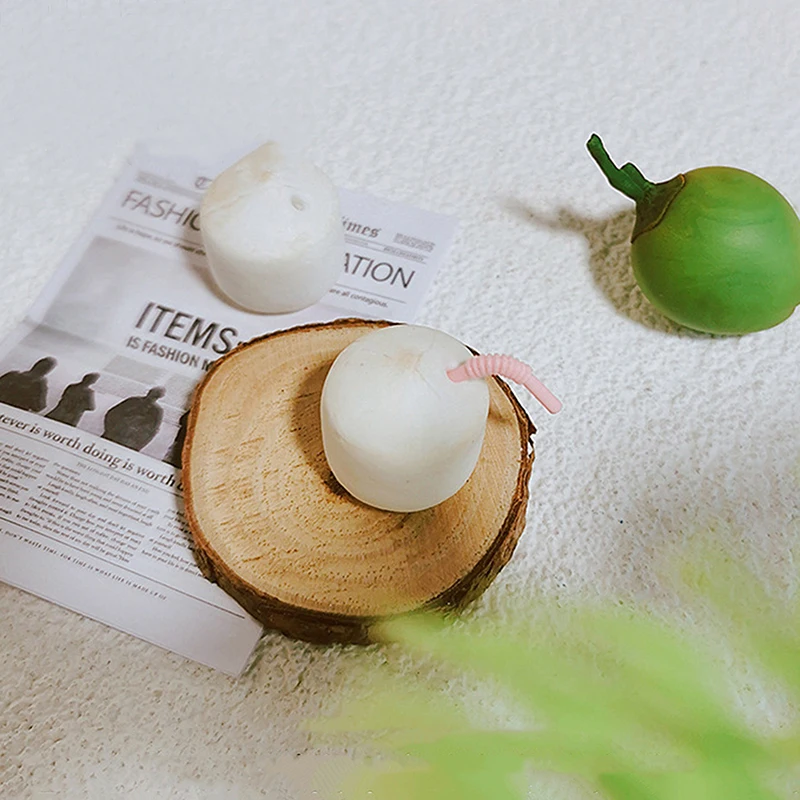 Mini Coconut Drink Cups Model Mini Doll House Accessories Simulated Coconut Green Decora Micro Scene Photography Props Ornaments