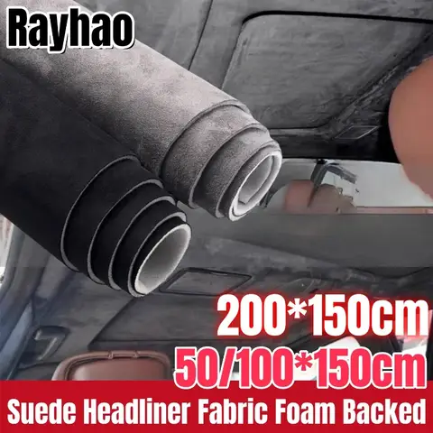 Suede Headliner Fabric Foam Backed for Car Truck Interior Trim Protect Aging Broken Faded DIY Replacement Car Roof Suede Fabric