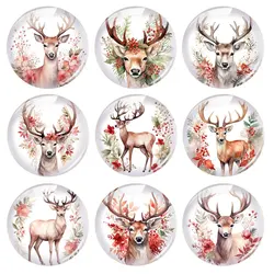 Handmade Reindeer Deer Christmas X-mas Winter Photo Glass Cabochon Charms Flatback Demo Flat Back Cameo For Diy Jewelry Making