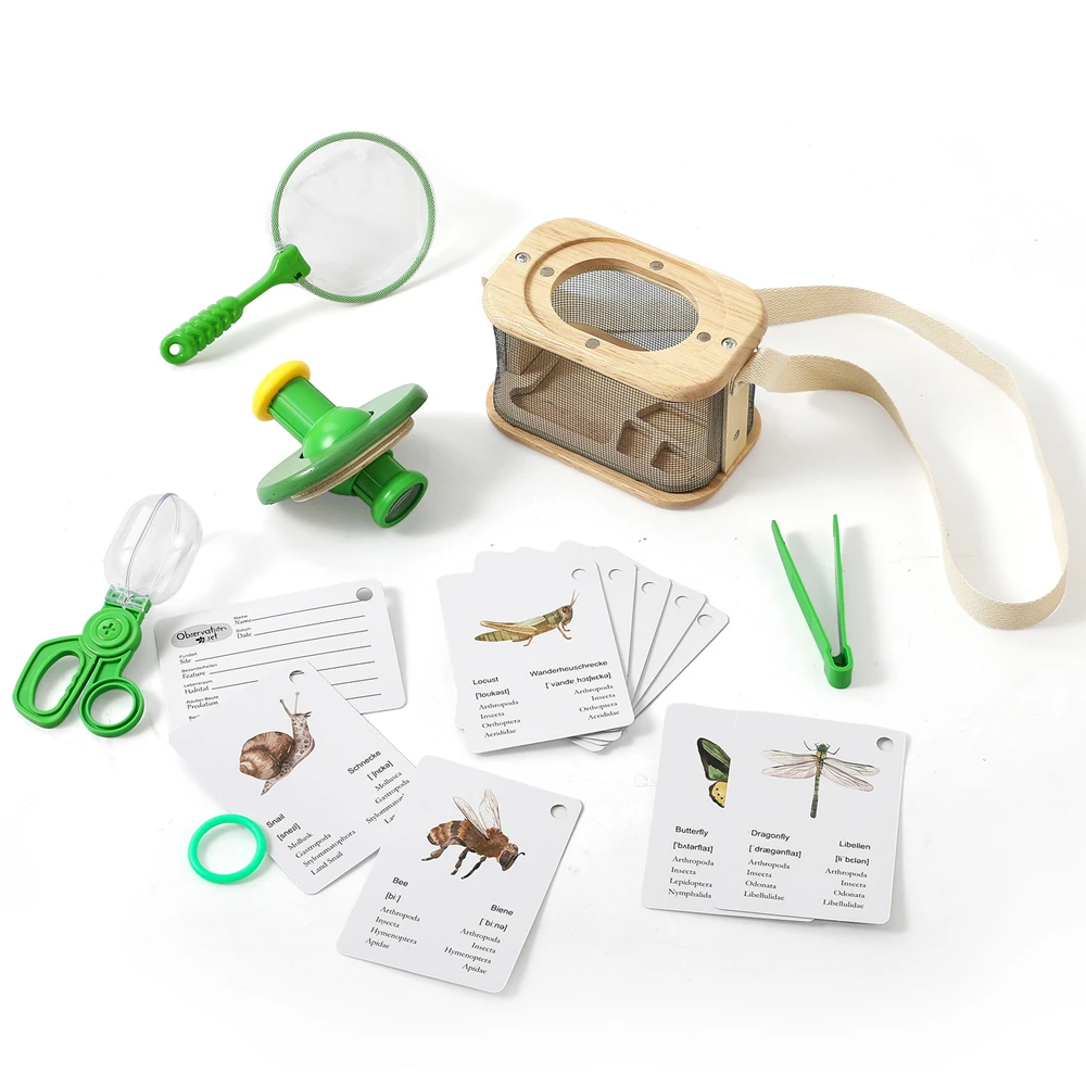 kit-de-observacao-de-insetos-rotativo-360°-em-madeira-para-criancas-brinquedo-stem-para-atividades-ao-ar-livre-com-pinca-e-rede-de-captura-conjunto-de-exploracao-da-natureza