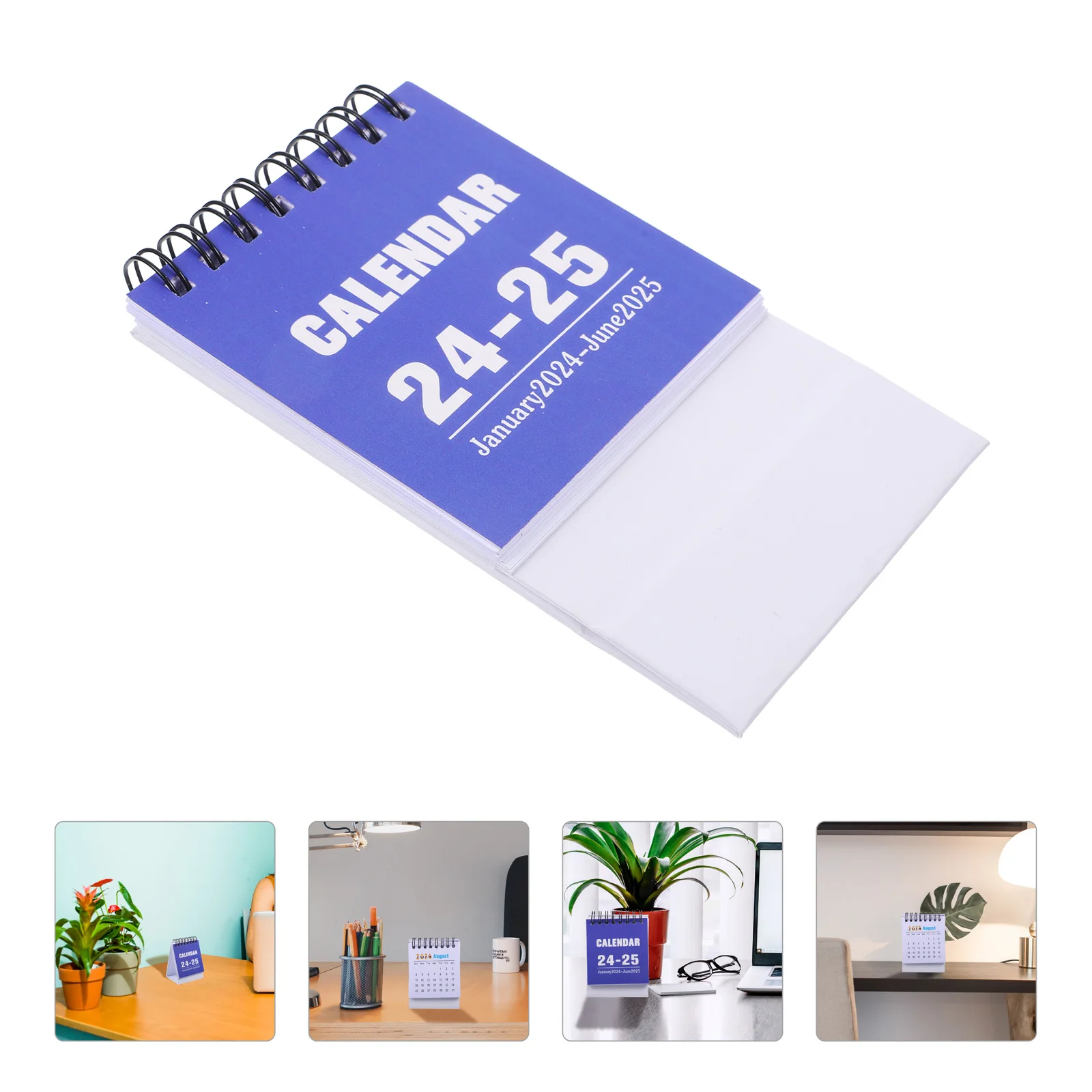 

Ornaments Mini Desk Calendar Small Flip Decorate Table Top Blue Paper for Office