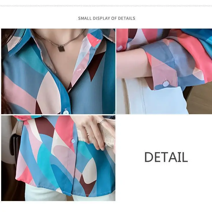 Bedrukt chiffon shirt voor dames Lange mouwen Lente Nieuwe Koreaanse stijl Modieus Eenvoudig temperament Veelzijdige losse top
