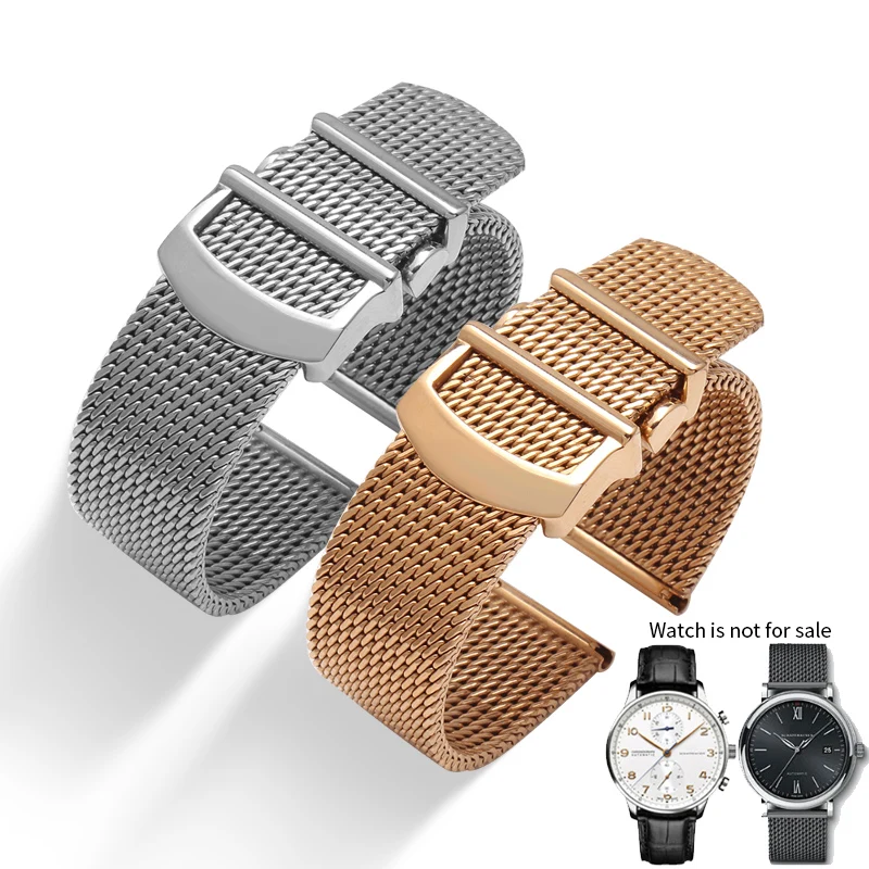 

20mm High-quality Milan stainless watch strap for IWC IW3565 watchband Replace Wristbands PORTOFINO Folding buckle bracelet