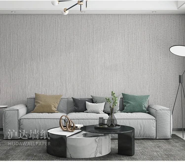 Simple Nordic Solid Color Wallpaper Plain Grass Woven Non-woven Fabric Linen Stripe Wallpaper for Living Room Bedroom Home Decor