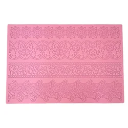 Food Grade Line Lace Pad Baking Silicone Mat Lace Embosser Mold Fondant Cake Border Pastry Decoration Tools