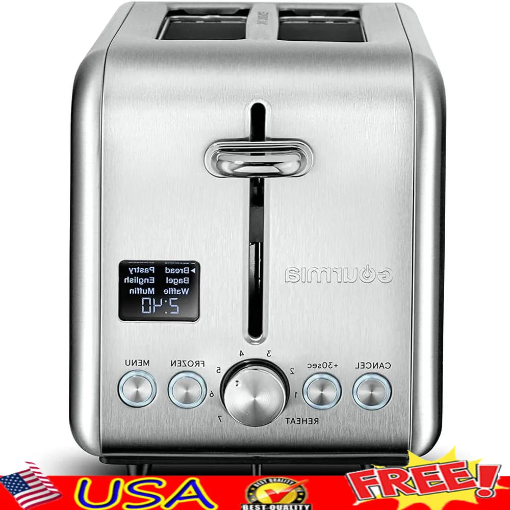

Digital Toaster with 5 Functions Toast Bagels Waffles Pastries 7 Shade Settings Countdown Timer Rapid Reheat ETL Certified