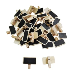 50pcs Mini Blackboard Clamps Wood Message Chalkboard Rectangle Clip Panel Card Memos Brand Price Place Number Table Decoration