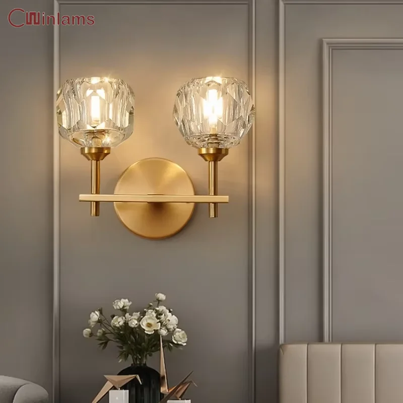 

Simple Bed Wall Lamp Nordic Light Luxury Living Room Background Wall Staircase Aisle Wall Lamp Bedroom Crystal Wall Lamp