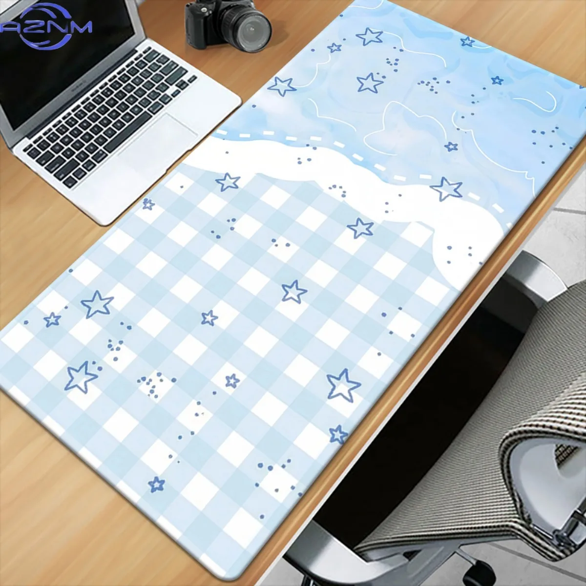 1pc Grid and Cloud Patterns Printed Pad for Desk, Multi Functional XXL Mousepad, Keyboard Gaming Mouse Mats, Office Computer PC
