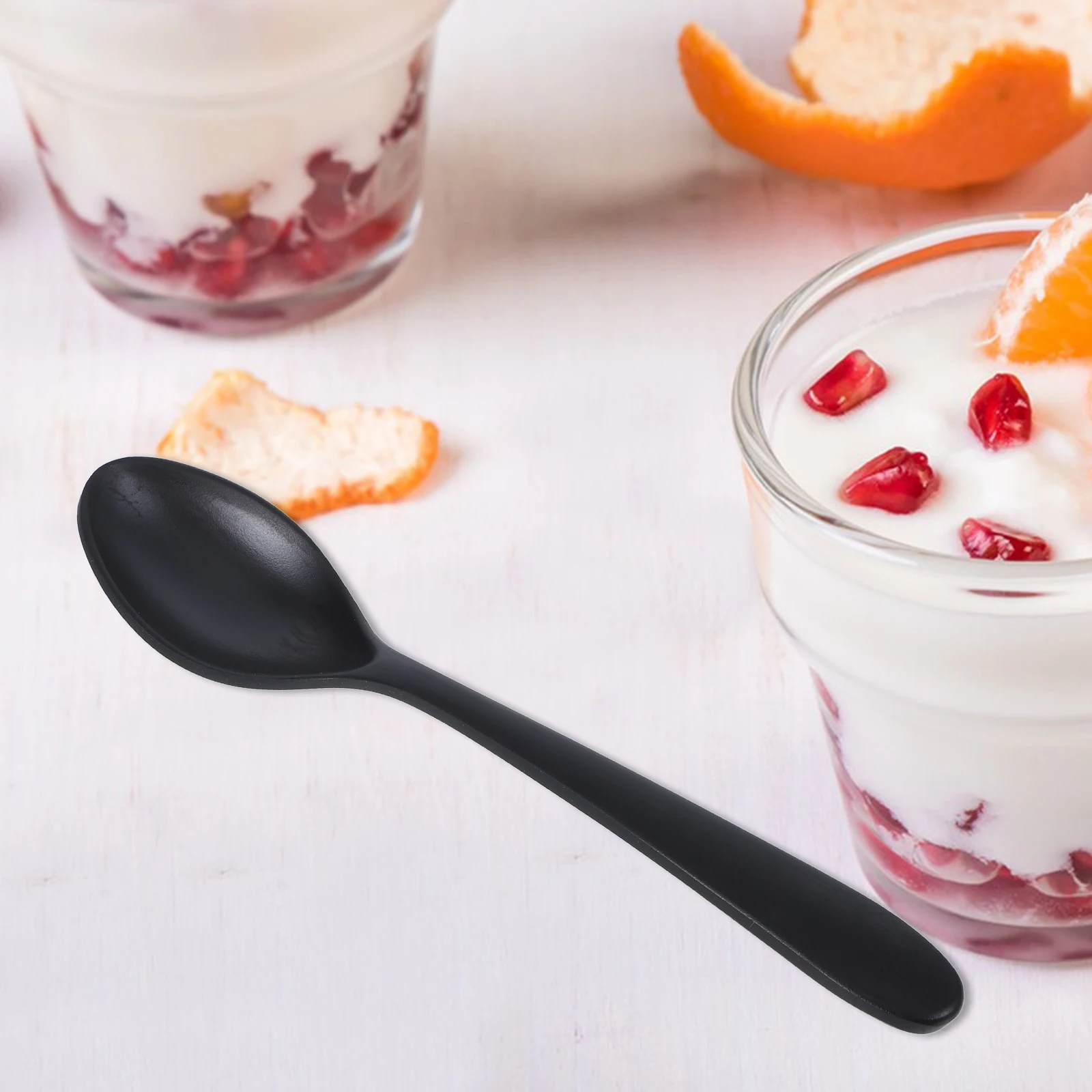 

6Pcs Black Matte Soup Spoon Ecofriendly Lightweight Tableware for Restaurant Catering Kitchens Spoon Tableware