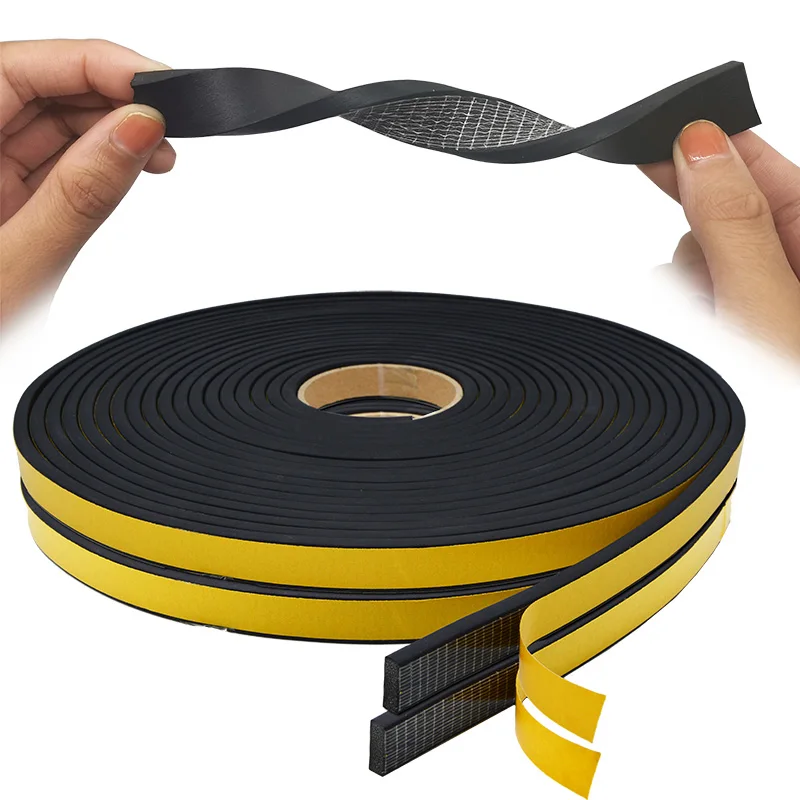 1/2meter Rectangle Black Anti-collision Foam With Glue Seals Flat Pad High Quality Rubber Self Adhesive Sponge Seal Strip