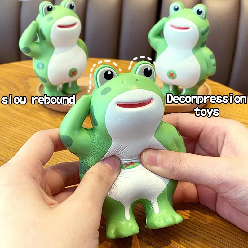 

Cartoon Decompression Vent Toy Squeeze Toy Cute Frog Toy EVA Slow Rebound Pinch Music Net Red Cartoon Frog