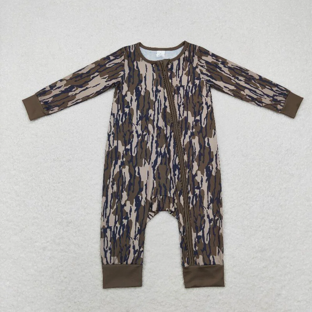 

Baby Infant Boys Camo Bottomland Fall Zip Rompers