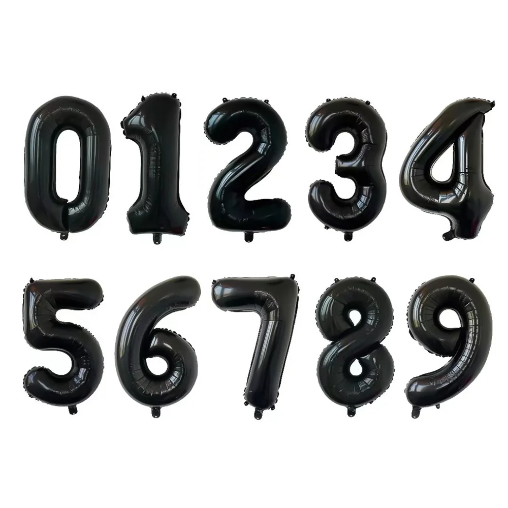 40 inch Big Size Black Digital Number Figure Foil Balloons Kids Adult Birthday Party Decoration Supplies Ballon