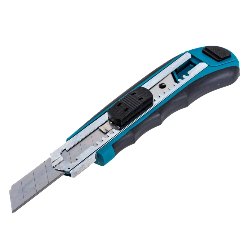 Makita D-65713 18mm Snap Off Utility Knife, Multifunctional Cutter with 8Pcs Blades, Easy Load Anti-Slip DIY Hand Cutting Tool