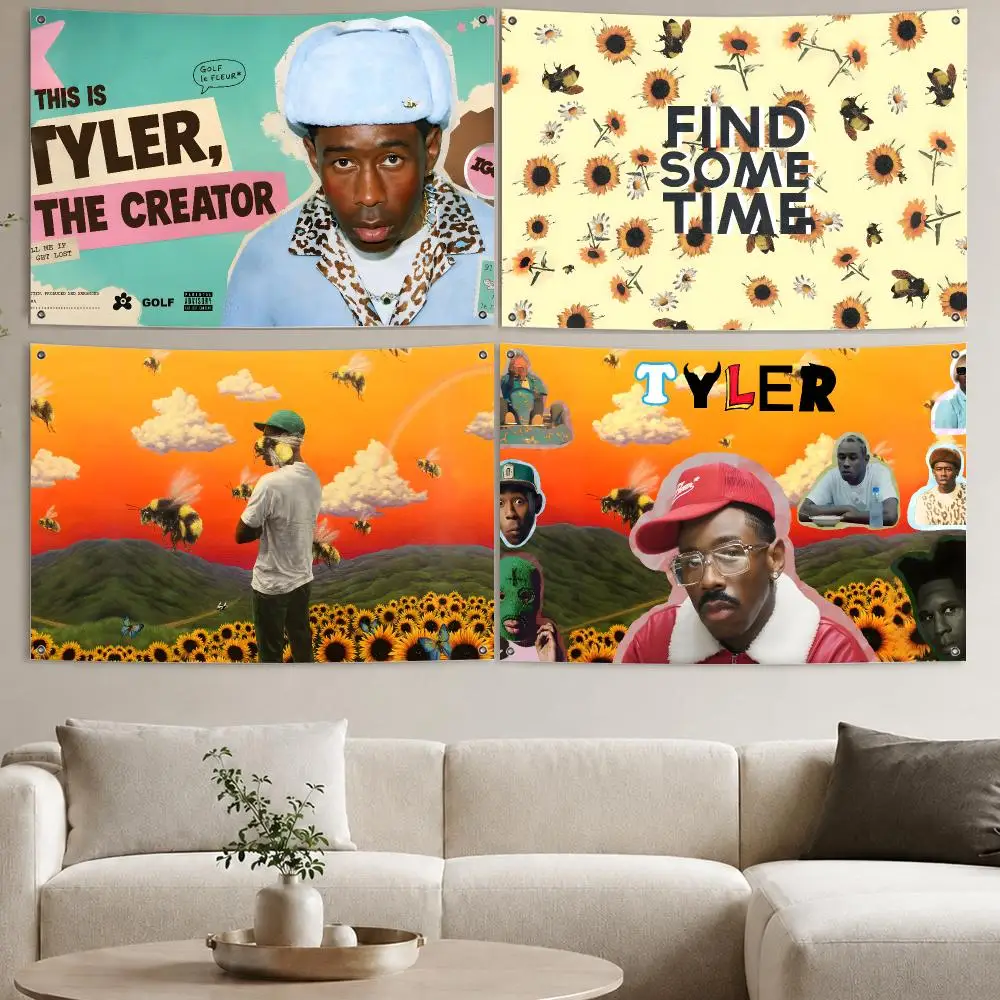 The Cool T-tyler Creator Flags Aesthetic Wall Tapestry Printed Wall Hanging Living Room Party Outdoor Decor