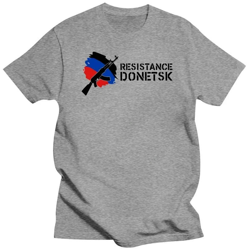 Donetsk Resistence AK Flag T Shirt. New 100% Cotton Short Sleeve O-Neck T-shirt Casual Mens Top