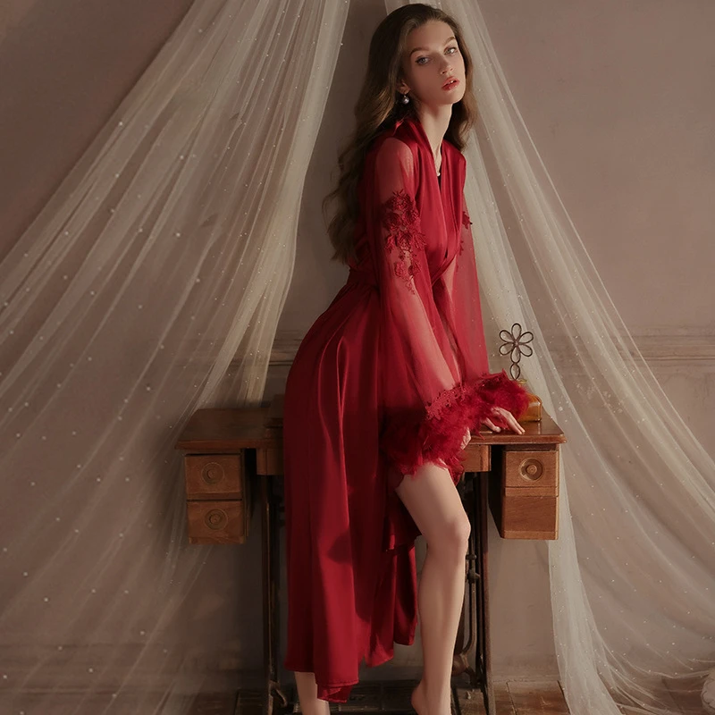 Smooth Ice Silk Summer Pajama Set Sexy Deep V Neck Sleeveless Nightgown with Comfortable Robe 2pcs Set Loungewear Sleepwear