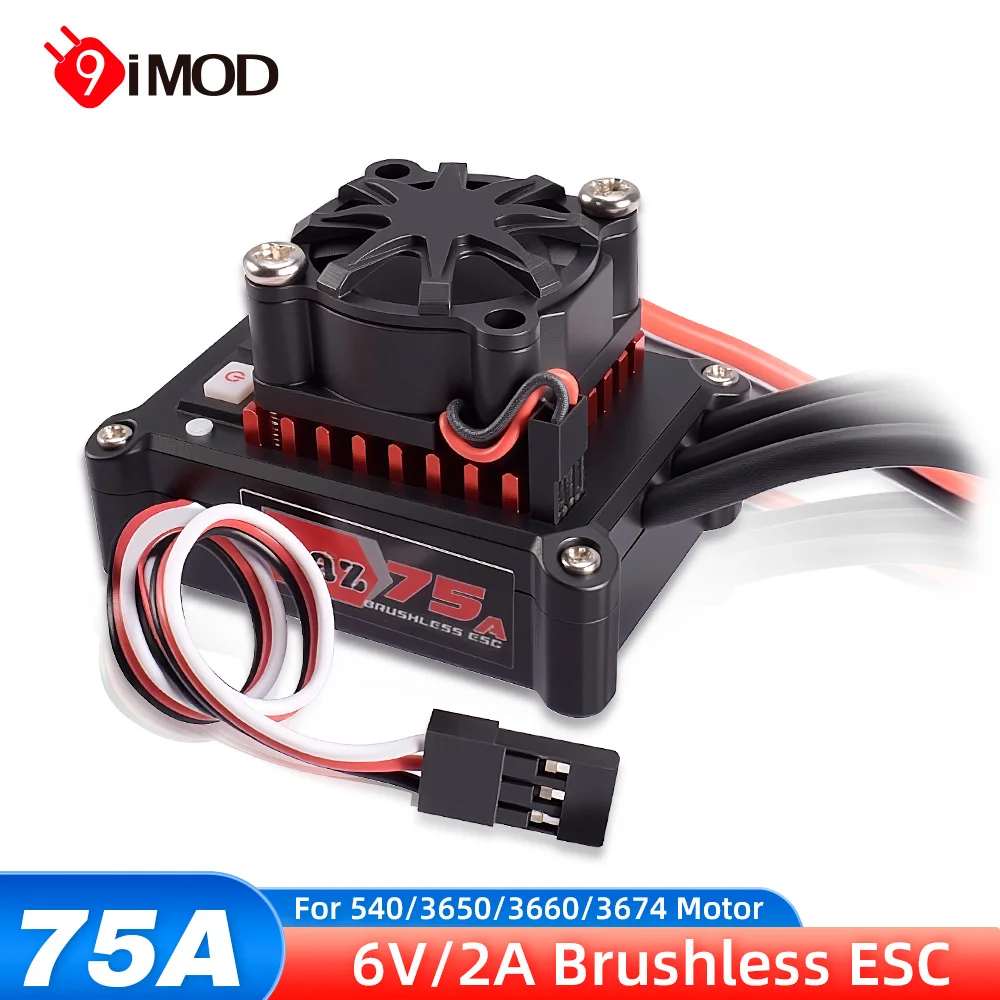 9IMOD 75A Brushless ESC 2-3S 6V/2A For 540/3650/3660/3674 Motor For 1/8 1/10 RC Car
