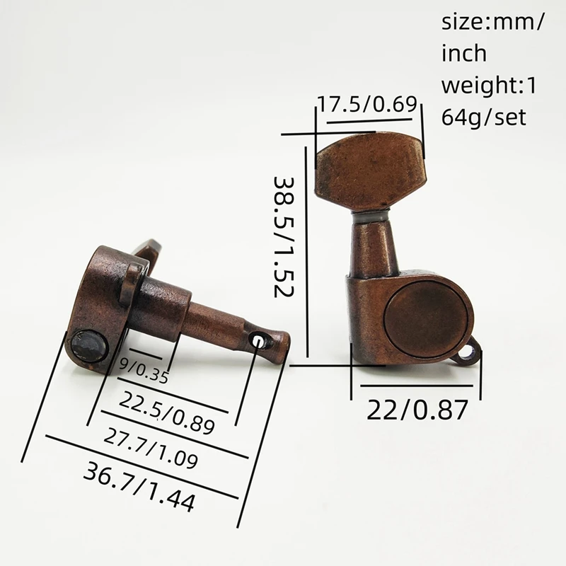 6-częściowe tunery gitarowe Kołki do strojenia gitary Tunery Gałki maszynowe Kwadratowy uchwyt Przycisk gitarowy