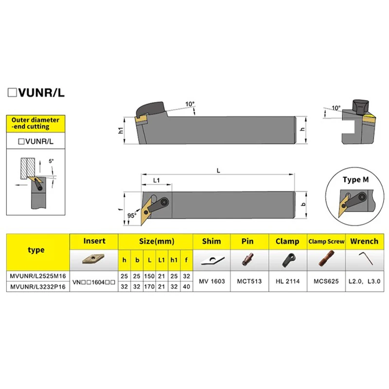 Intlshaft MVUNL2020K16 MVUNR2525M16 External Turning Tool Holder VNMG Carbide Inserts MVUNR/L Lathe Cutting Tools Set