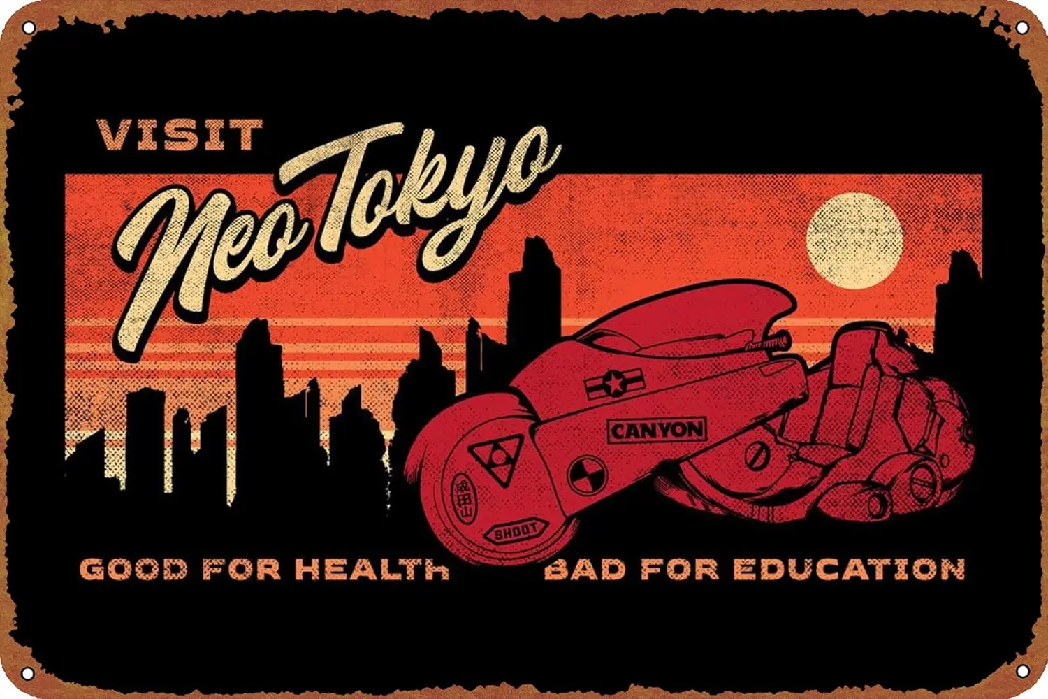 Neo Tokyo Akira Bike Game Poster Vintage Tin Sign for Bar Office Home Wall Decor Gift Retro Metal Sign 12 X 8 inch 1pc sign sign