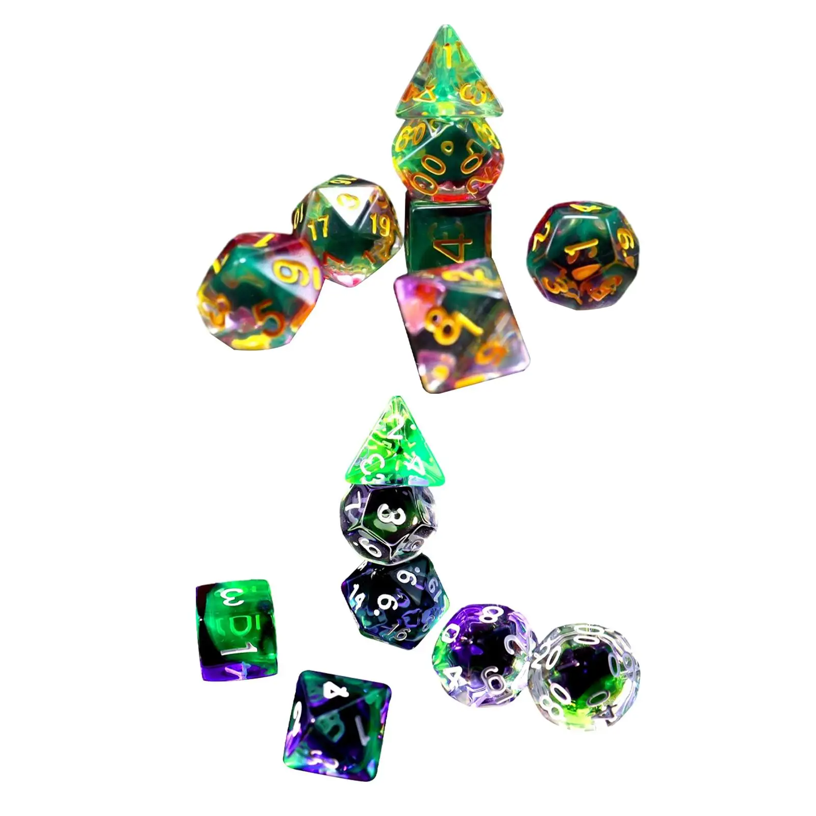 7x Polyhedral Dices Set D4 D8 D10 D12 D20 Party Favors Acrylic Dices for Table