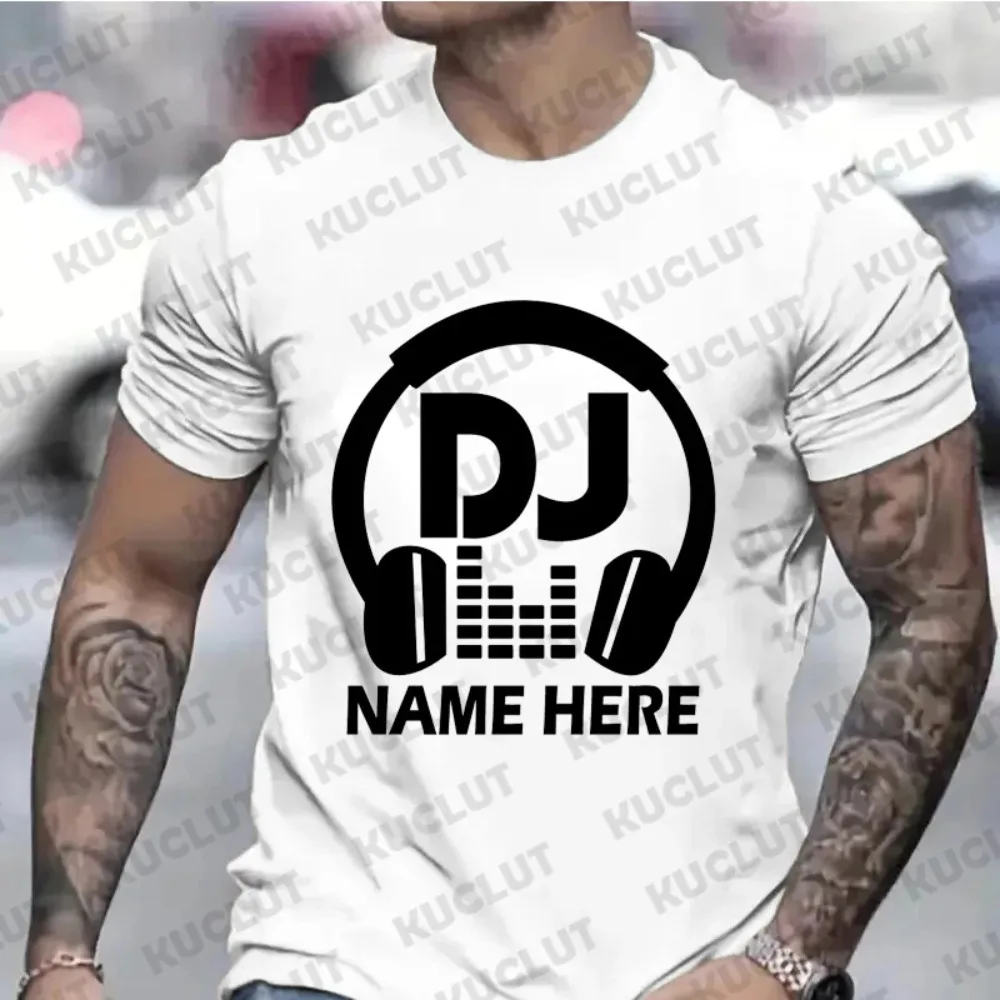 T-shirts for Men Personalised Custom DJ Music Headphones T-shirt Singing Club Singer Birthday Gift Tshirts DIY Unisex Tee Top