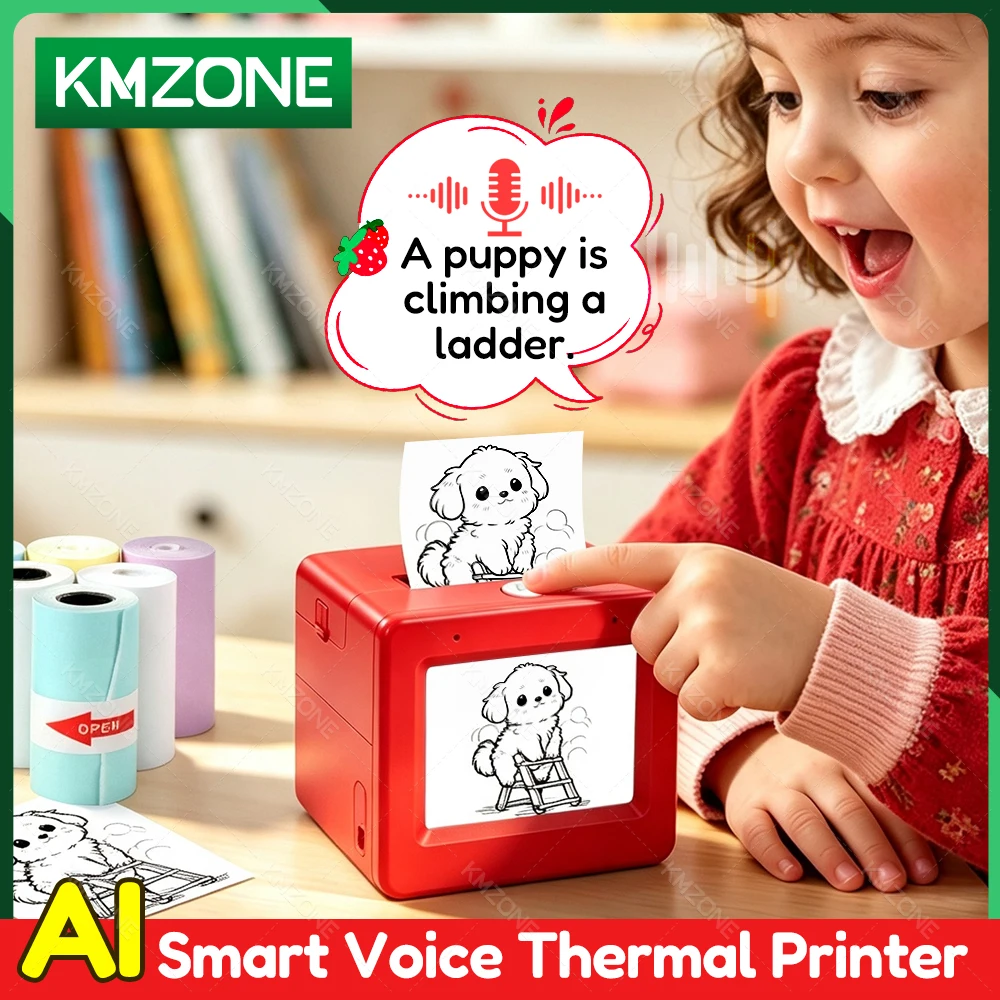 AI Mini Portable Thermal Printer AI Voice Sticker Print Maker Pictures Photos DIY Creative for Home School Office Travel use