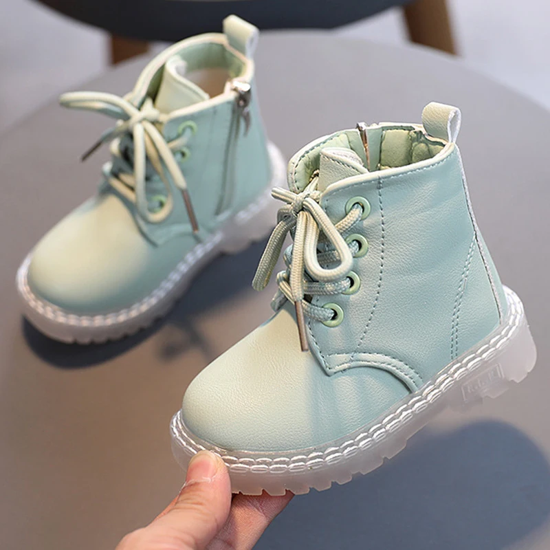 Kids Fashion Boots Boys Running Sneakers Zipper Solid Casual Ankle Boots Children Autumn No Slip Babys Girls Short Booties