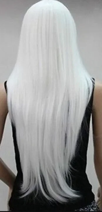 Wig rambut Cosplay wanita panjang berombak putih menawan untuk Wig pesta kostum Halloween Natal wanita