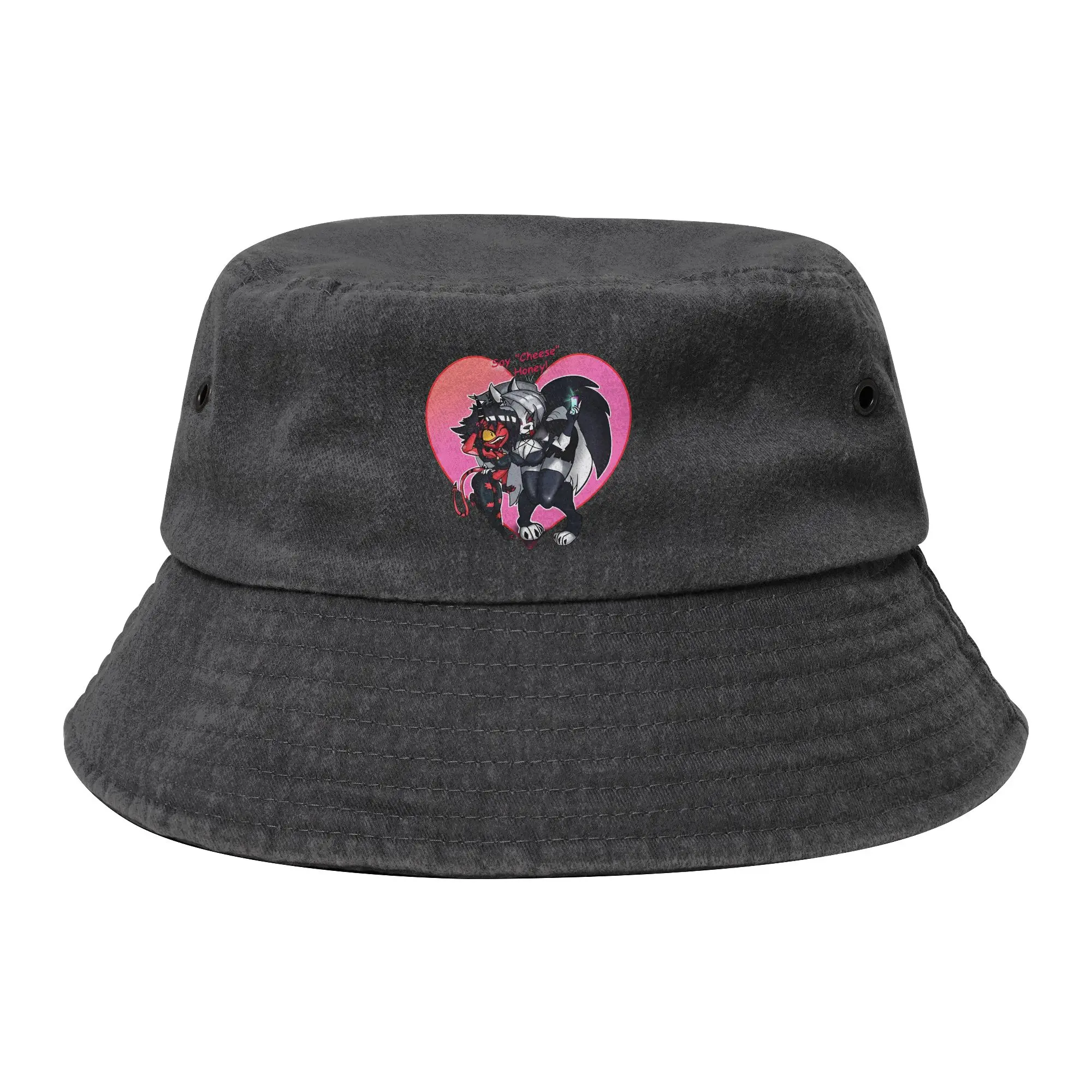 Helluva Boss Loona Bucket Hats for Unisex Vocation Cartoon Wolf  Distressed Denim Sun Hats UV Protection for Outdoor Fishing Cap