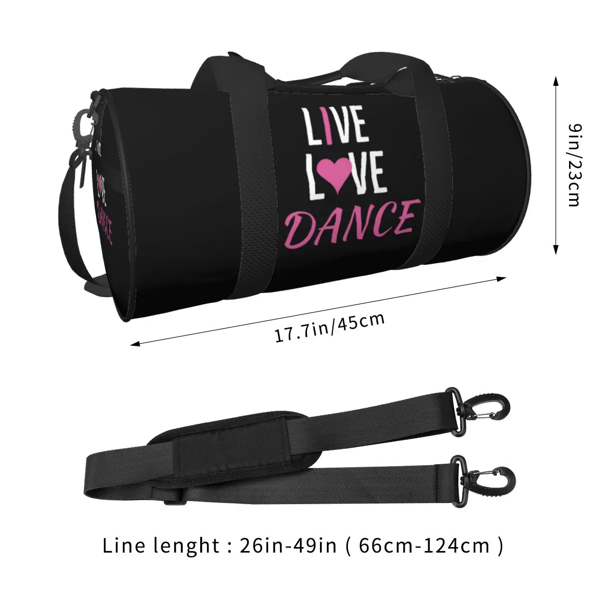 Live Love Dance Sport Bags Sport Kawaii with Shoes Gym Bag Weekend Couple Pattern Handbag Travel Training Vintage Fitness Bag