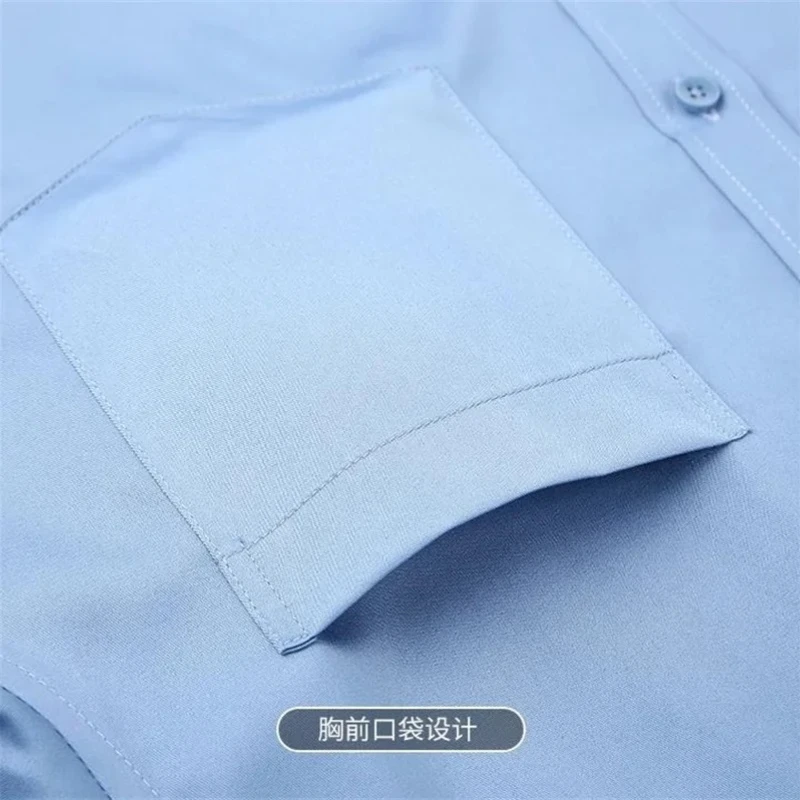 Camisas formales antiarrugas para hombre, camisas de vestir de manga larga para hombre, camisa blanca Social básica clásica de negocios, ajustada y suave, 7XL