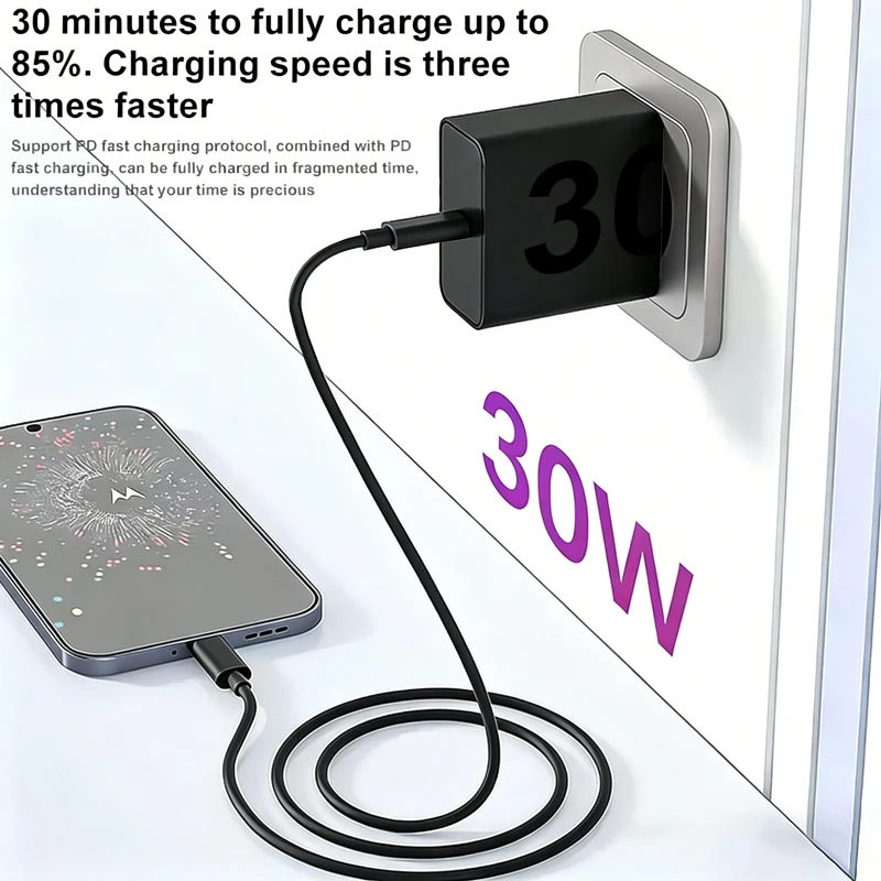 30W For Motorola USB C Charger Fast Charging For Motorola Edge 70 60 Ultra iPhone Samsung Google Huawei 5A Type-C Cable Adapter