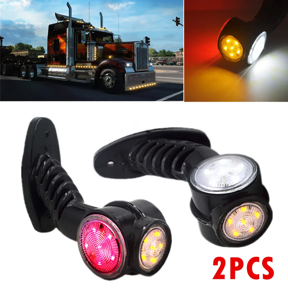 2PCS Car LED Side Lamp Truck Marker Lights Systems for Trailer Lorry Caravans Indicator Lamp Outline LED Clearance Lights