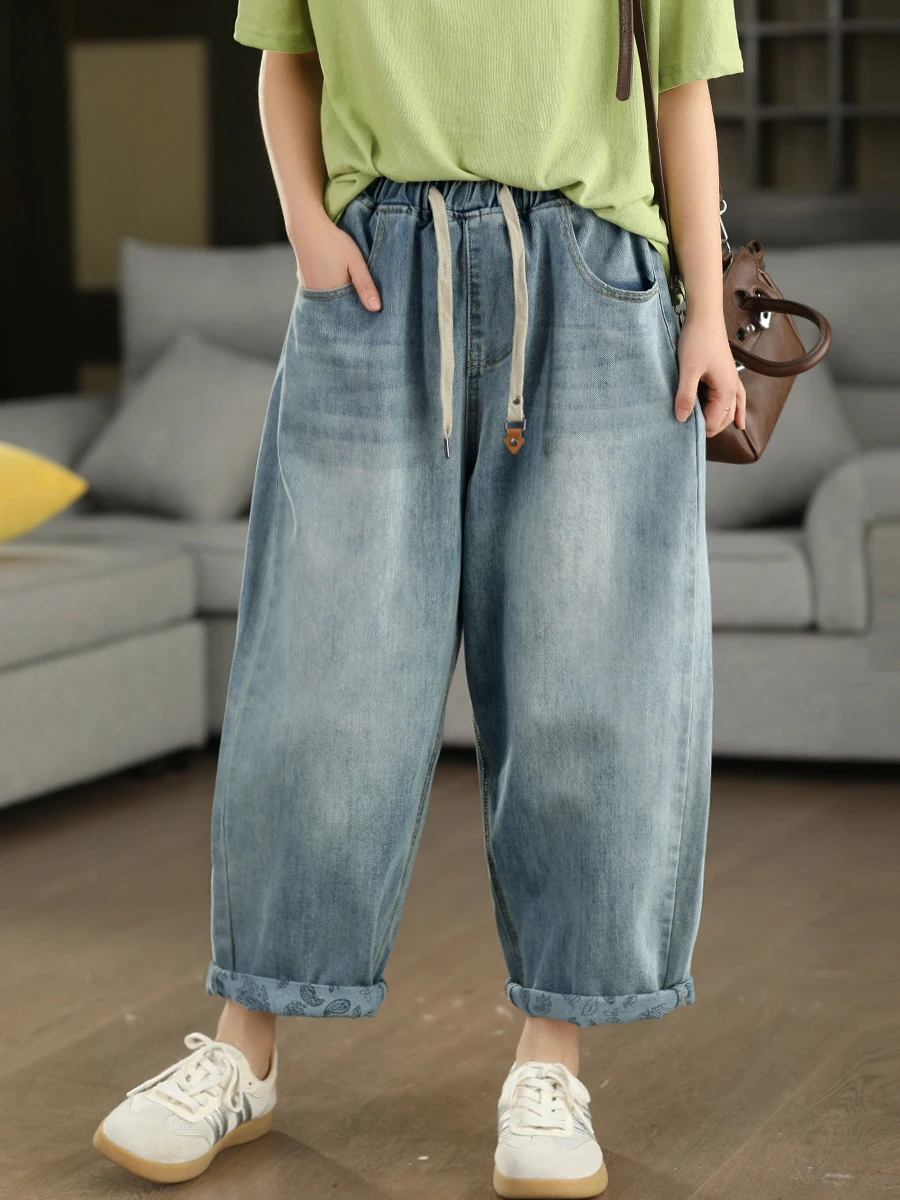 

Мягкие тонкие повседневные джинсы-шаровары с эластичным поясом, утягивающие, мягкие, весенние, модные, женские, свободного кроя, без стрейча, с эффектом потертости