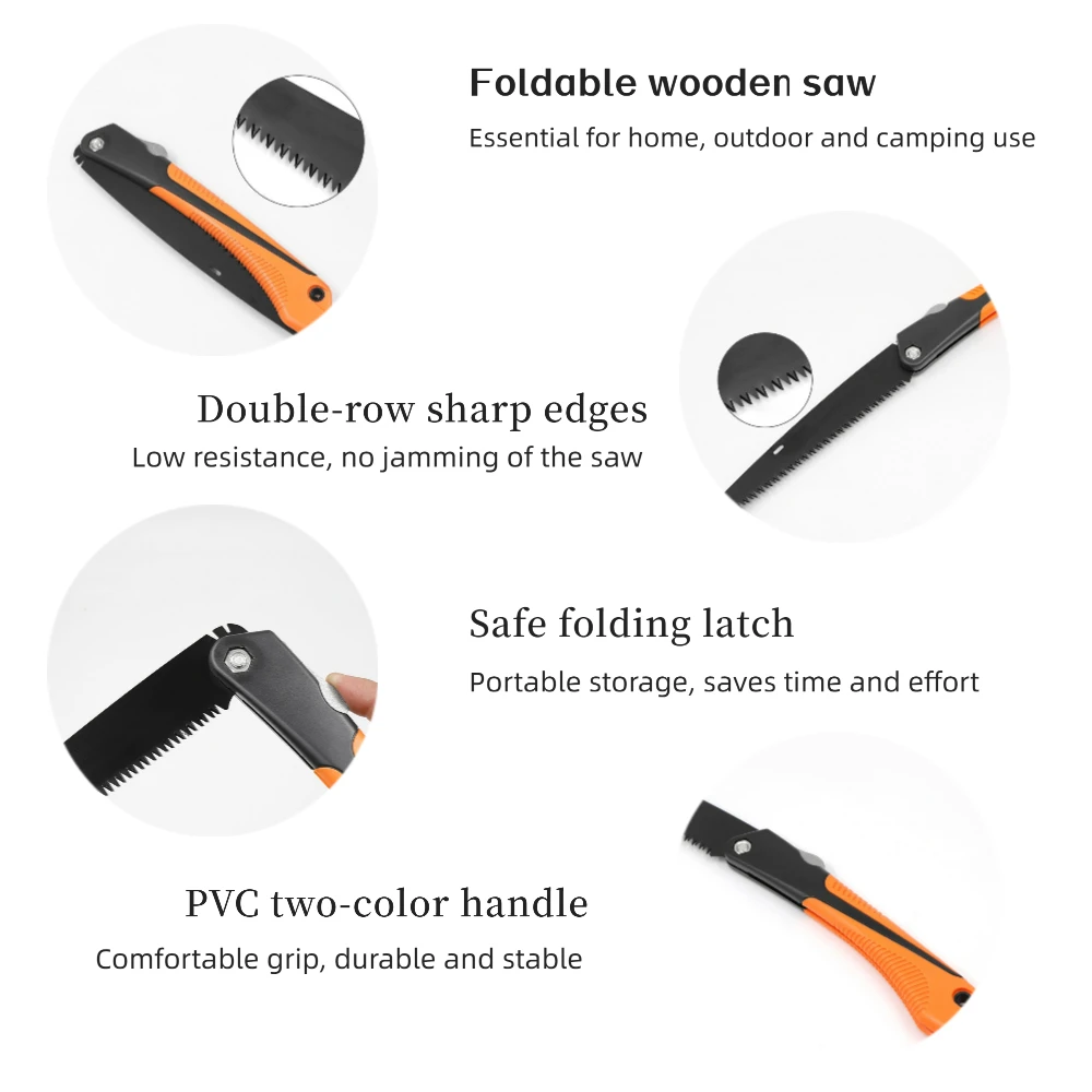 منشار يدوي شديد التحمل للتخييم الخشبي، منشار تشذيب الخشب DIY مع أدوات تشذيب الأسنان الصلبة