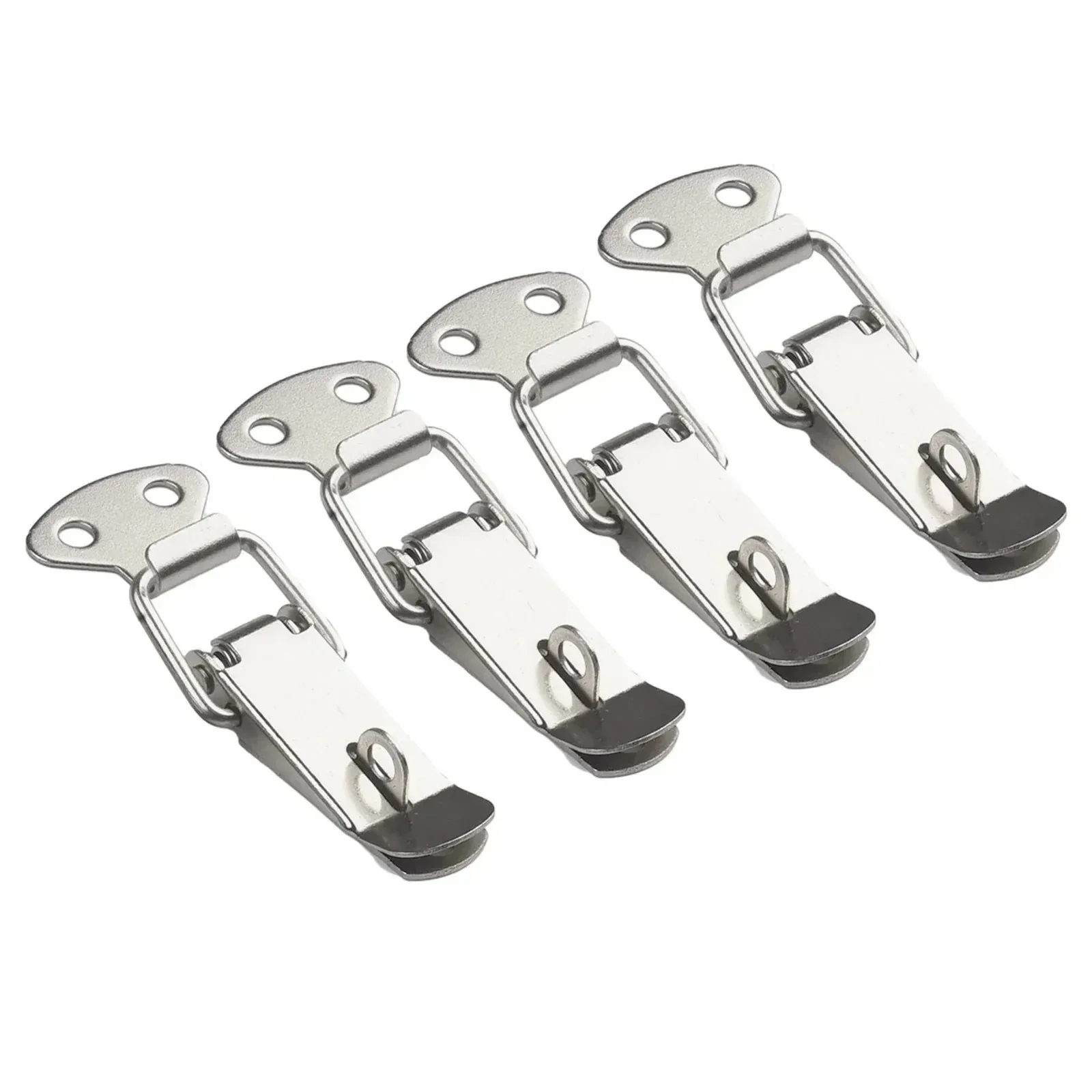 4Pcs Latch Catch Duck-mouth Buckle Hook Wooden Box Hasps Clamp Stainless Steel Spring Catch Clasp Loaded Draw Toggle Clamp Hasps