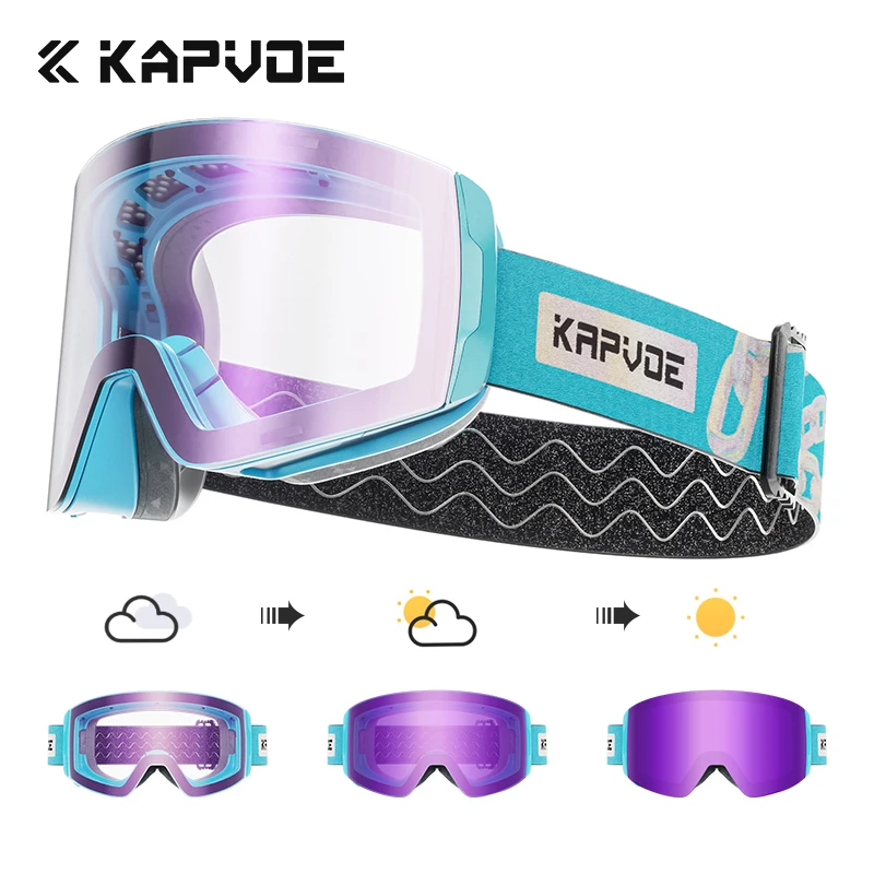 Kapvoe Sneeuwbril Ski Snowboarden Skiën Zonnebril voor Vrouwen Mannen Anti-Fog Lens UV400 Meekleurende Bril Motorfiets Bril