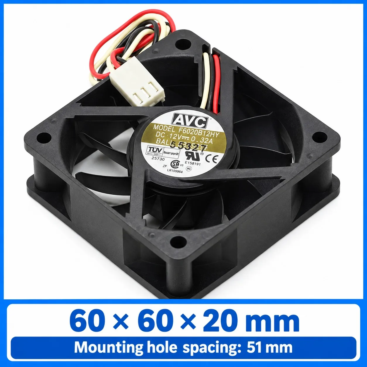 F6020B12HY DC Axial Cooling Fan 60x60x20mm 6020 12V 0.32A Tachometer Dual Ball Bearing for AVC