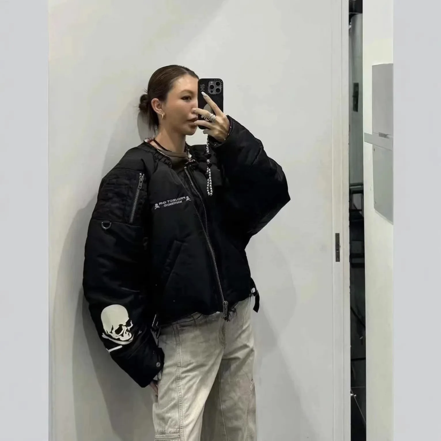 Grailz new autumn-winter Korean-style skull-letter printed unlined design jacket and coat for men and women Project G/R