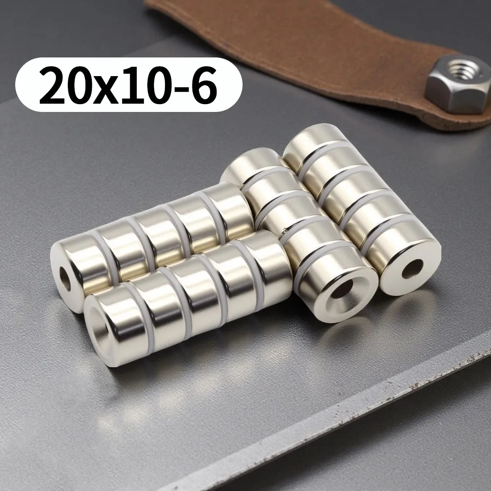 20x10-6mm Round Countersunk Hole Neodymium Magnet Disc Magnets With Screw Hole for Mounting Tool Holder DIY Workshop Fixing