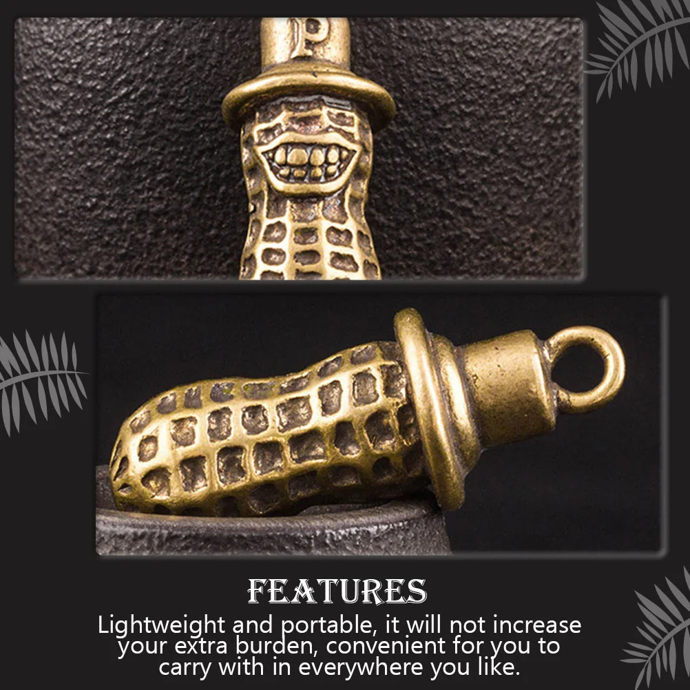 

3pcs Brass Peanut Shape Keychain Pendant Diy Decor Golden Key Hanging Charm Bag Ornament Retro Lightweight Portable Unique