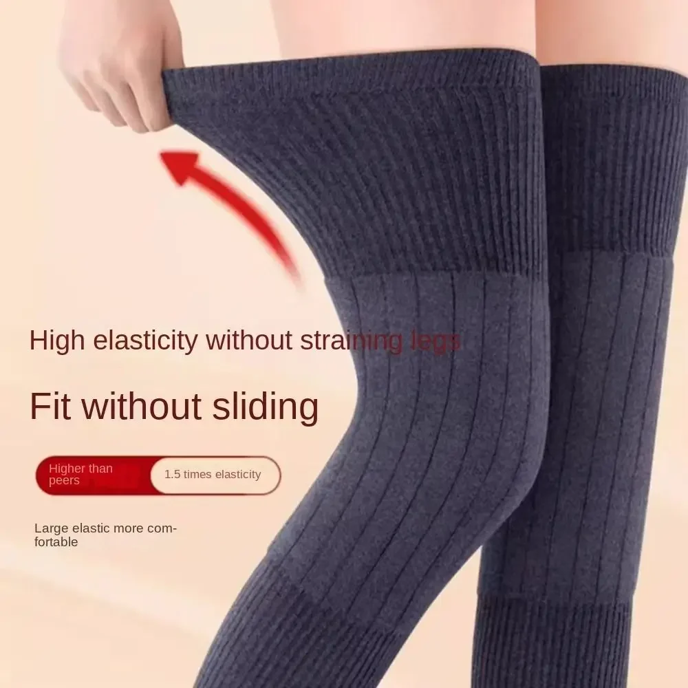 1 Pair Thermal Knee Sleeve Non-Slip Elastic Wool Cashmere Knee Brace Support Protector Knee Warmer Pads Legging Stockings Wraps