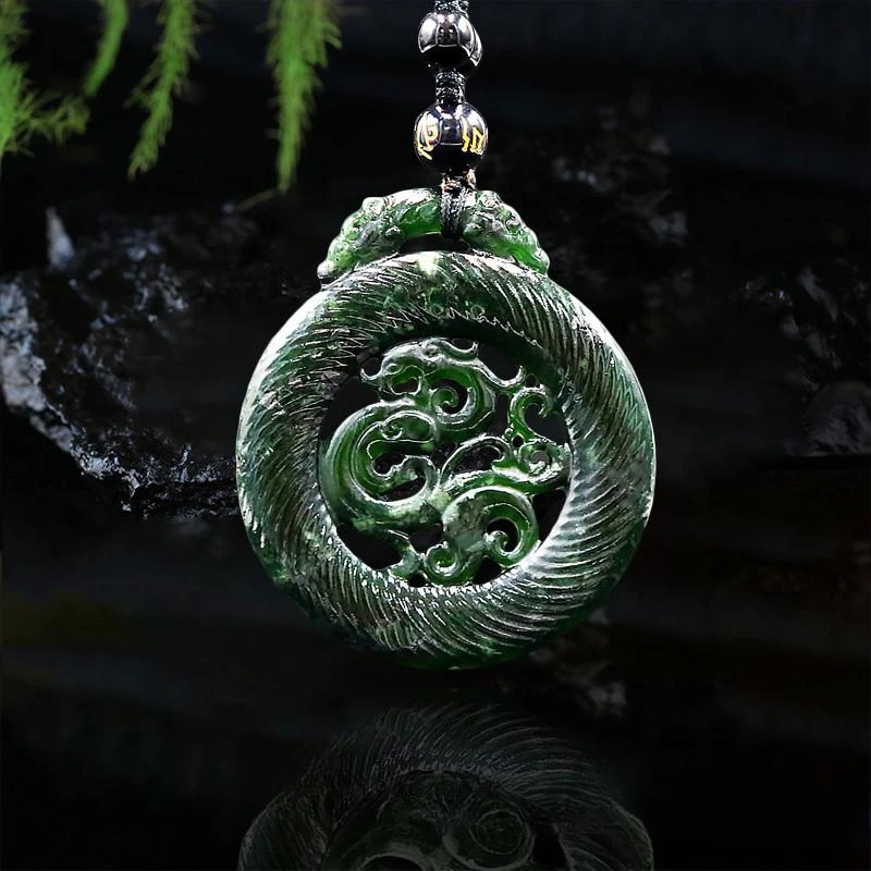 

Jade Phoenix Pendant Necklace Charm Natural Chinese Amulet Fashion Black Green Gifts Jewellery Carved