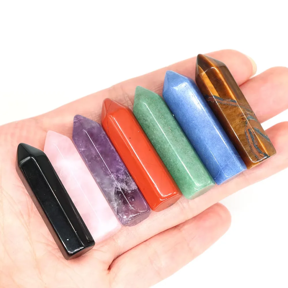Natural Stones Crystal Point Wand Tower Reiki Healing Quartz Hexagonal Prisms Obelisk Energy Column Mineral Gems Home Decoration